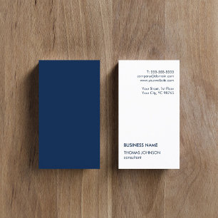 Minimalist Simple White Blue Consultant Business C Card