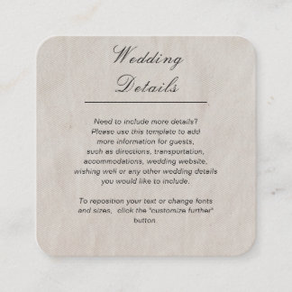 Minimalist simple white customisable wedding enclosure card