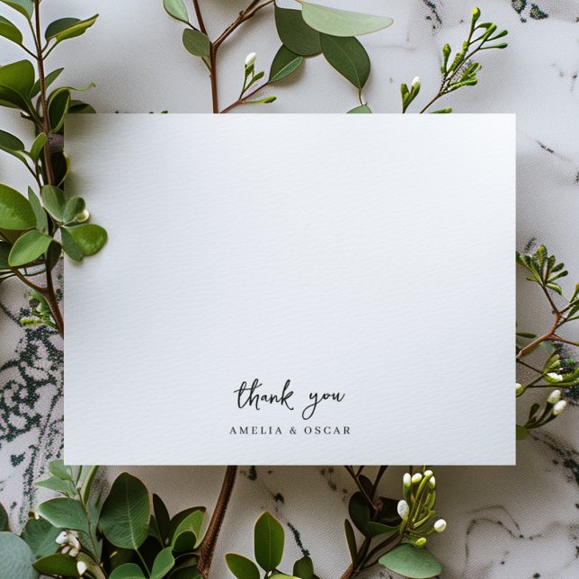 Minimalist Simple White Handwritten Script Wedding Thank You Card (Creator Uploaded)