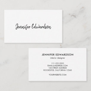 Minimalist simple white professional handwritten business card