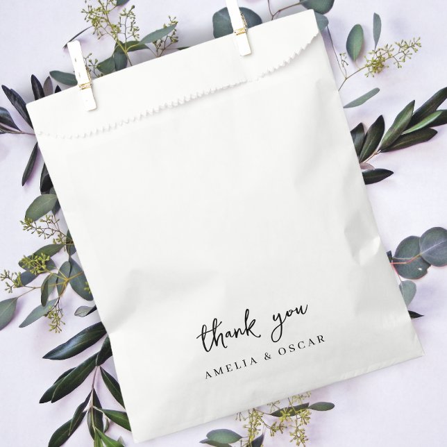 Minimalist Simple White Thank You Wedding Favour Bag (Creator Uploaded)