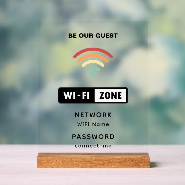 Minimalist Simple Wifi Password Acrylic Sign (Neutral)