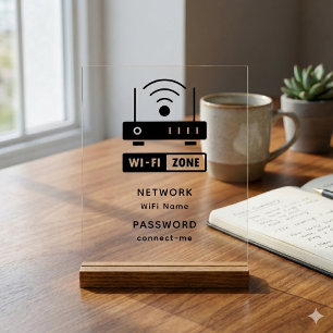 Minimalist Simple Wifi Zone Password Acrylic Sign