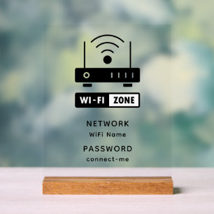 Minimalist Simple Wifi Zone Password  Acrylic Sign