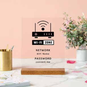 Minimalist Simple Wifi Zone Password  Acrylic Sign