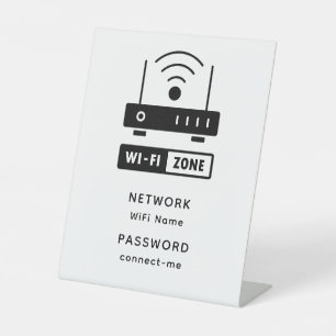 Minimalist Simple Wifi Zone Password  Pedestal Sign