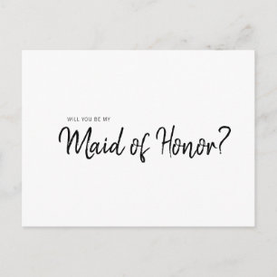 Minimalist Simple Will you be my Honor of maid Invitation Postcard