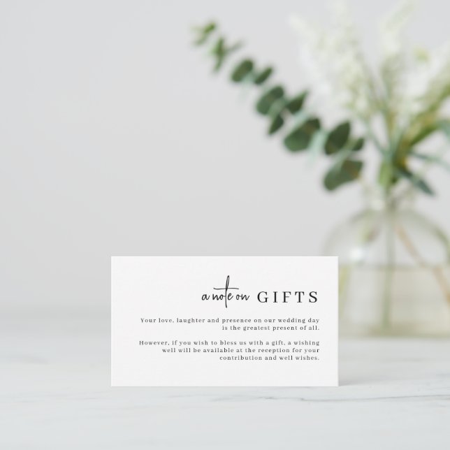 Minimalist Simple Wishing Well Note on gifts  Enclosure Card (Standing Front)