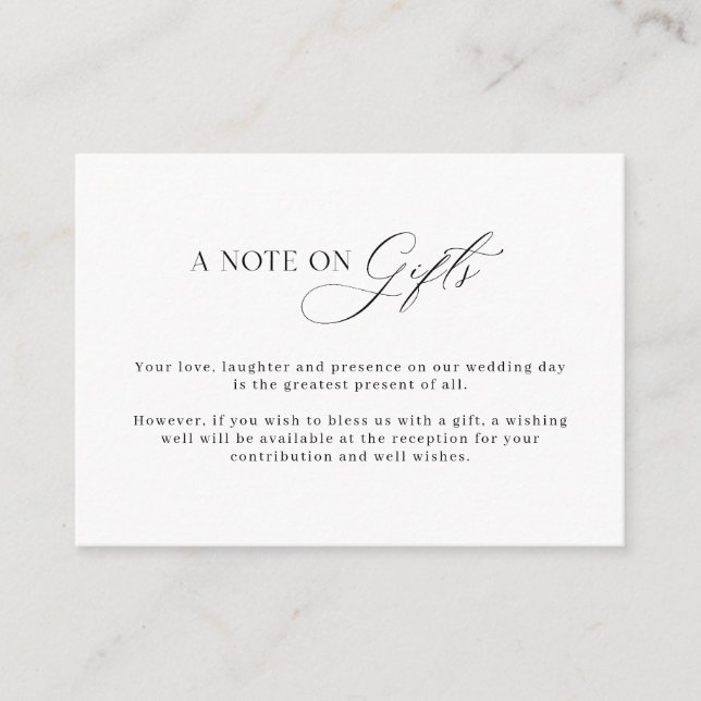 Minimalist Simple Wishing Well Note on gifts Enclosure Card (Front)