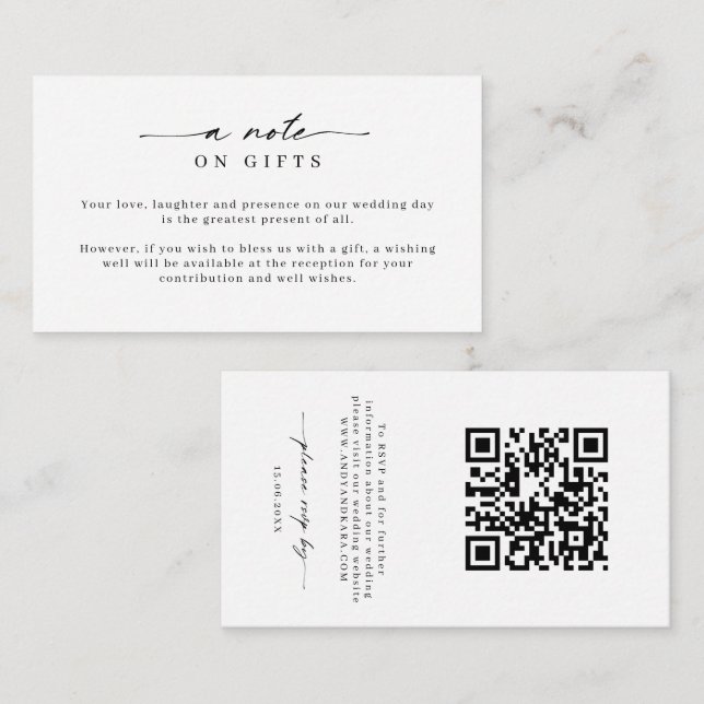 Minimalist Simple Wishing Well & RSVP Enclosure Card (Front/Back)