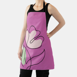 Minimalist Single Line Art Bright Lilac Apron