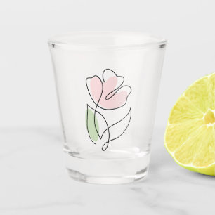 Minimalist Single Line Art Floral Shot Glass