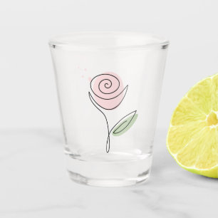 Minimalist Single Line Art Rose Shot Glass