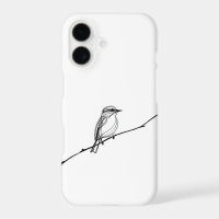 Minimalist Single Line Drawing of a Bird on a Bran