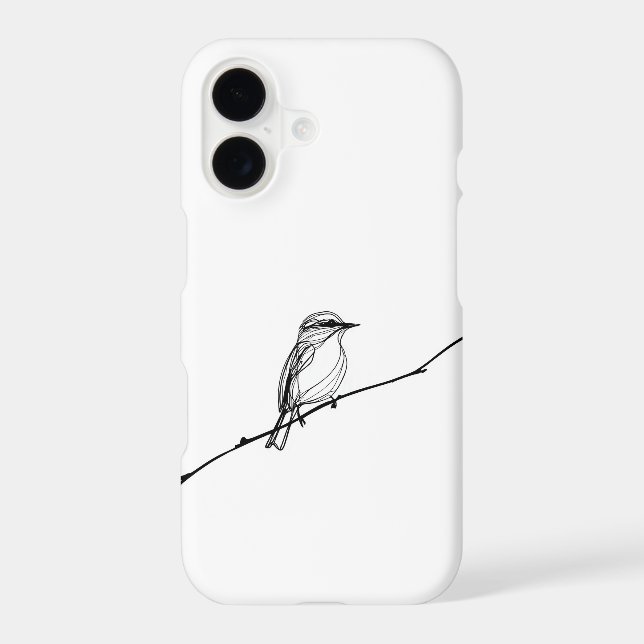 Minimalist Single Line Drawing of a Bird on a Bran (Back)