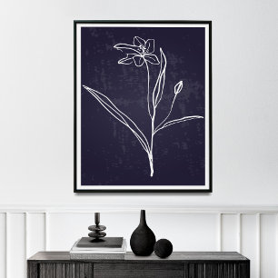 Minimalist Single Line Drawing of Flower  Poster