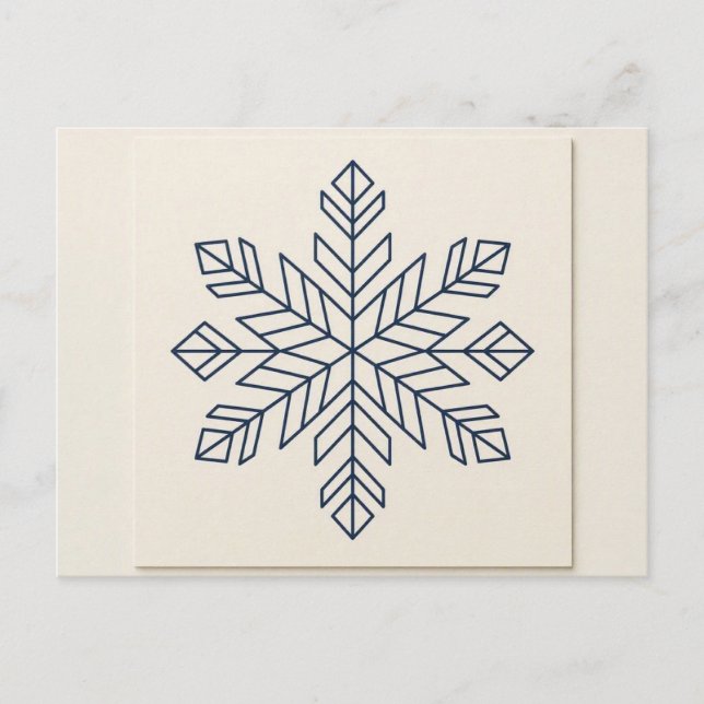 Minimalist Single‑Line Snowflake | Modern Winter Postcard (Front)
