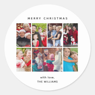 Minimalist Six Photo Custom Family Classic Round Sticker