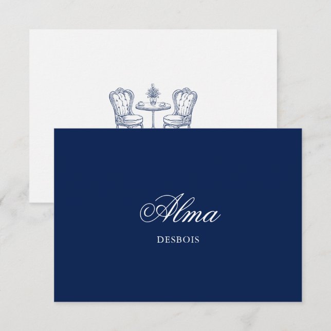 Minimalist Sketch Wedding Dinner Night Place Card (Front/Back)