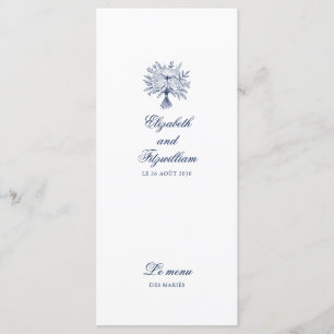 Minimalist Sketched Bridal Bouquet Wedding  Menu
