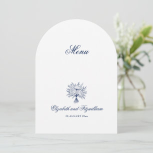 Minimalist Sketched Bridal Bouquet Wedding Menu  Invitation