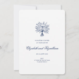 Minimalist Sketched Bridal Bouquet Wedding Rounded Invitation
