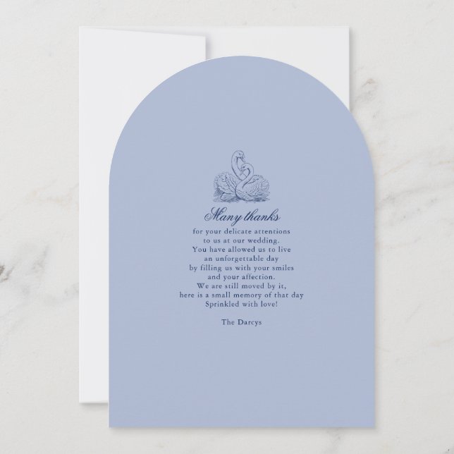 Minimalist Sketched Love Swans Wedding Photo Thank Invitation (Back)
