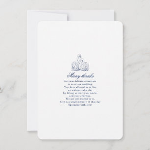 Minimalist Sketched Love Swans Wedding  Thank You Card