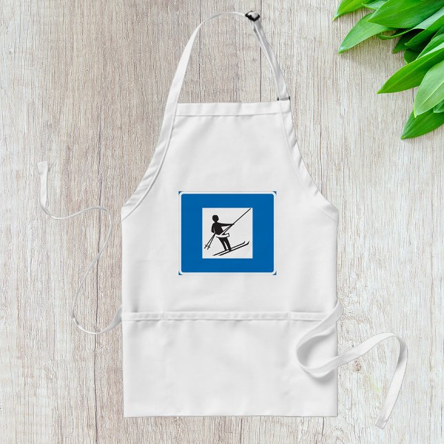 Minimalist Ski Lift Symbol With Blue Border Standard Apron (Creator Uploaded)