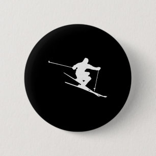 Minimalist Skier Freestyle Skiing Apres Ski Winter 6 Cm Round Badge