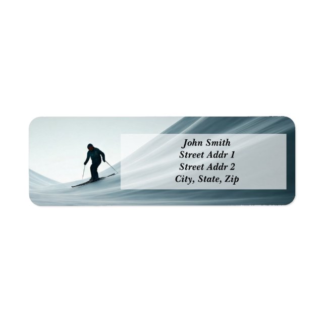 Minimalist Skier Skiing Return Address Label (Front)