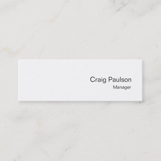 Minimalist Skinny White Modern Plain Business Card (Front)