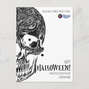 Minimalist Skull Halloween Modern Gothic  Postcard