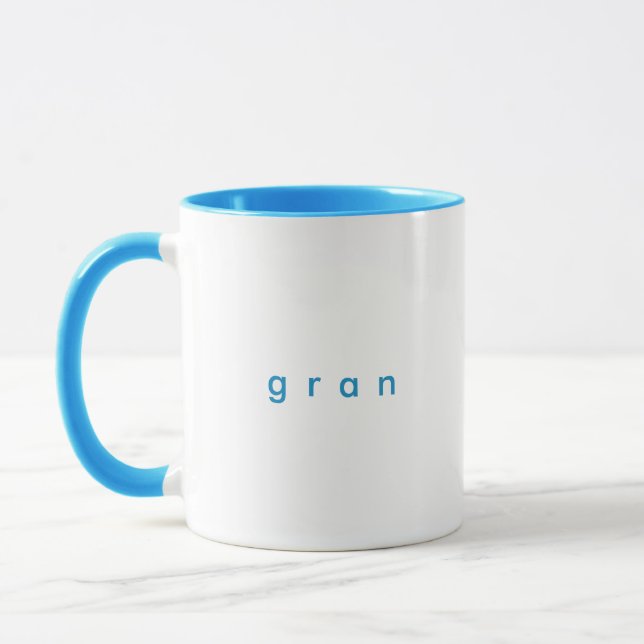 Minimalist Sky Blue Custom Text Gran White Mug (Left)