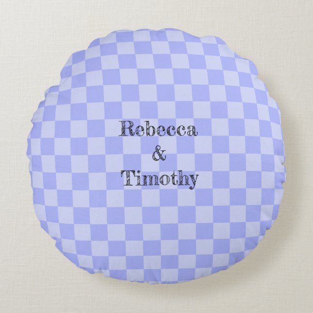 Minimalist Sky Blue Pattern Custom Text  Round Cushion (Front)
