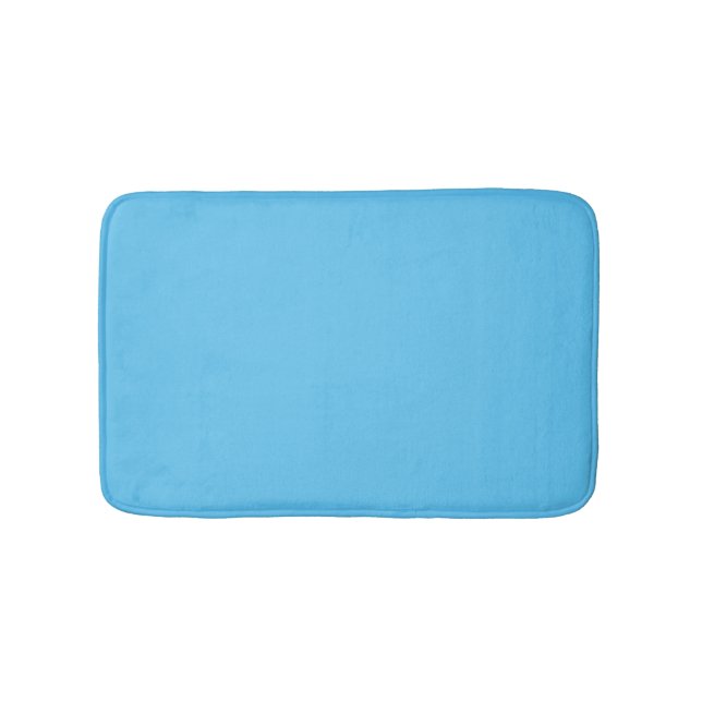 Minimalist sky blue solid plain elegant modern bath mat (Front)