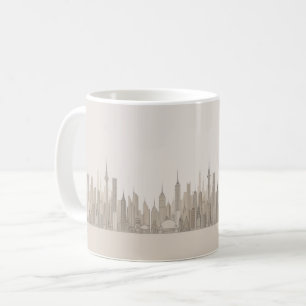 Minimalist skyline single line art style coffee mug