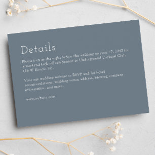 Minimalist Slate Grey Wedding Enclosure Card
