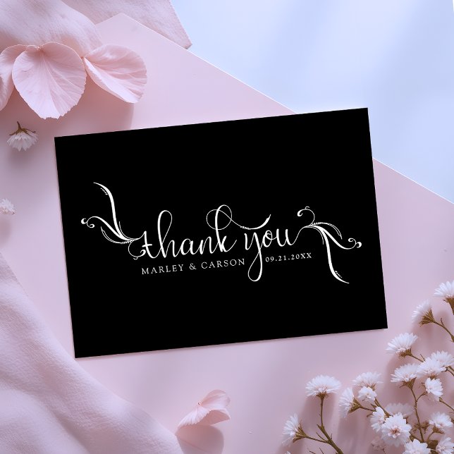 Minimalist Sleek Black Custom Wedding  Thank You Card (Creator Uploaded)