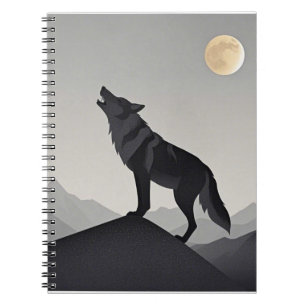 Minimalist Sleek wolf silhouette howling Notebook
