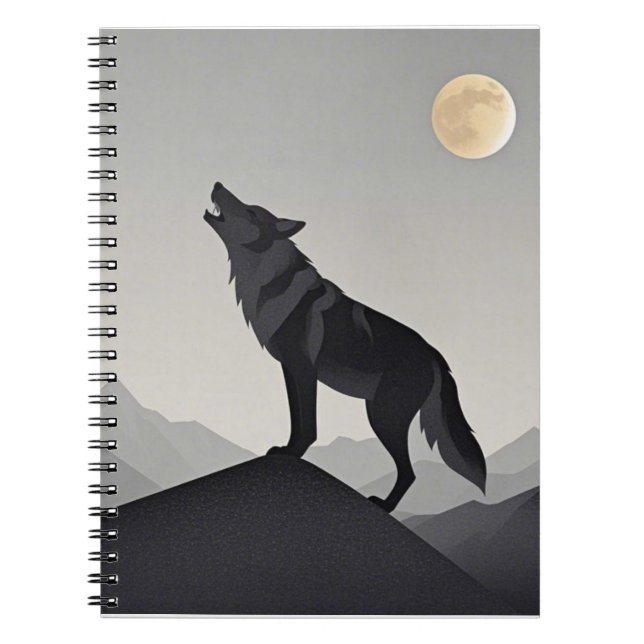 Minimalist Sleek wolf silhouette howling  Notebook (Front)