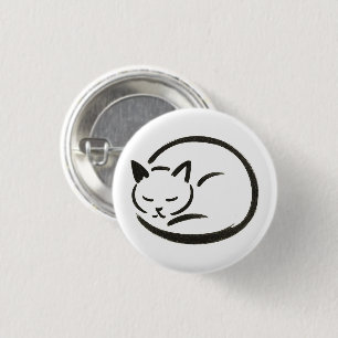 Minimalist Sleeping Cat – Brush Design on Magnet 3 Cm Round Badge