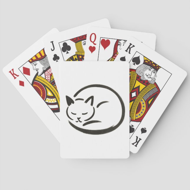 Minimalist Sleeping Cat – Ink Brush on Notebook Playing Cards (Back)