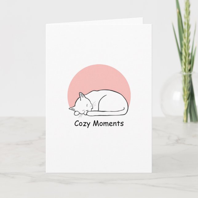 Minimalist Sleeping Cat Zen Greeting Card (Front)