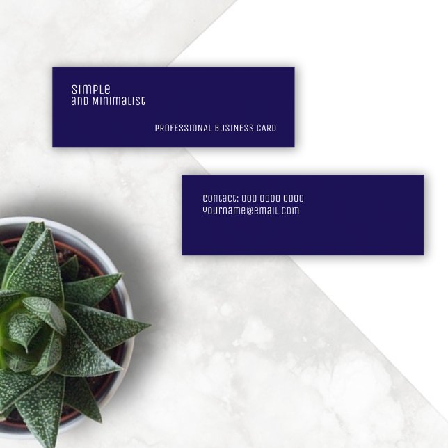 Minimalist slim dark blue mini business card (Creator Uploaded)