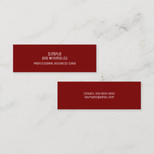 Minimalist slim dark red mini business card