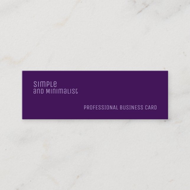 Minimalist slim purple mini business card (Front)