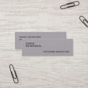 Minimalist Slim Simple Grey Paper Mini Business Card