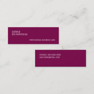 Minimalist Slim Simple Wine Colour Mini Business Card