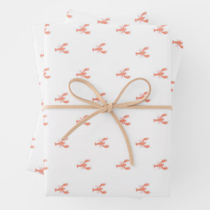 Minimalist Small Red Lobster Pattern Wrapping Paper Sheet